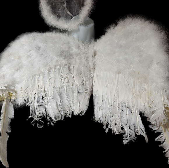 🎃 Feather Angel Wings Costume Accessories Halloween with Halo headband cosplay - Picture 4 of 11